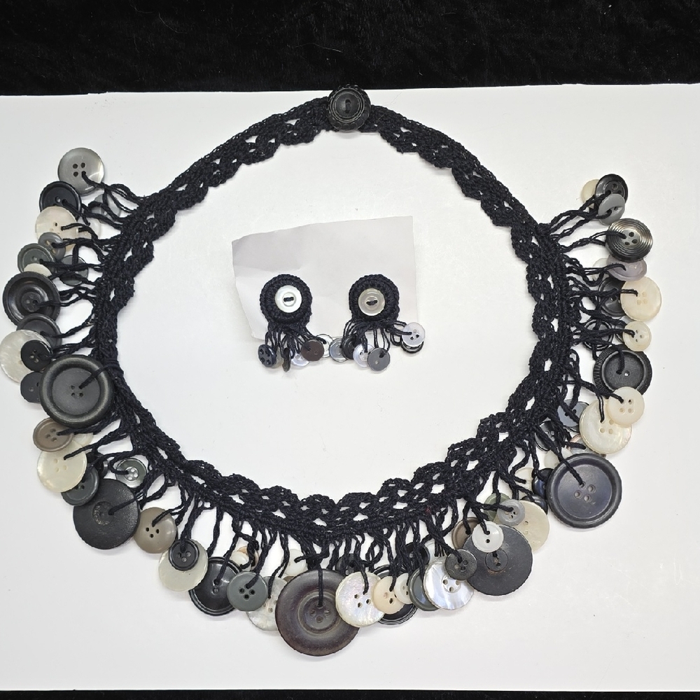 Artisan Crochet Button Jewelry Set